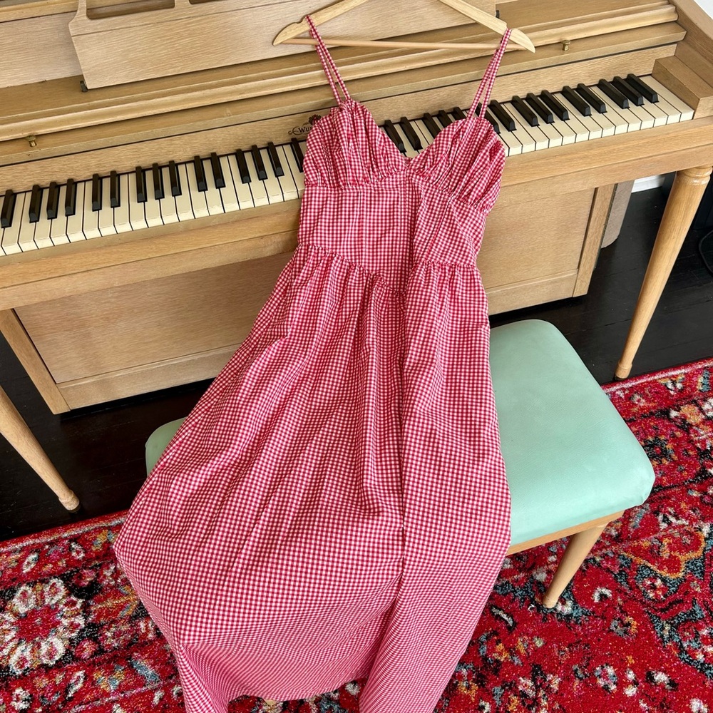 Picnic red & white midi dress